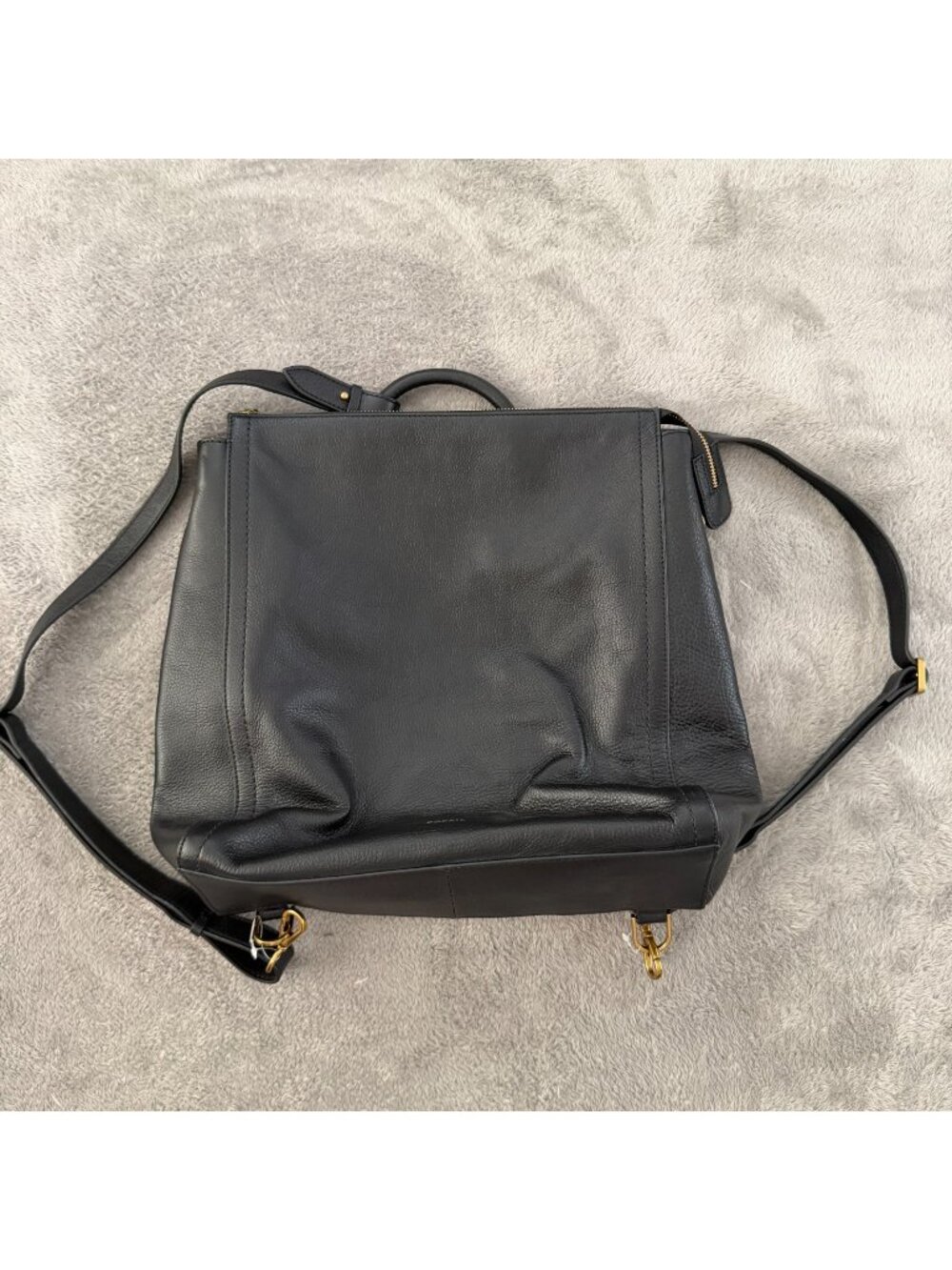 Fossil Black Leather Parker Backpack Convertible Purse Top Handle Bag Purse